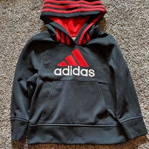 Adidas Kids Black and Red Hoodie